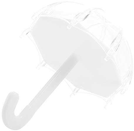 Otufan 24pcs Boîte à Bonbons De Mariage, 3x3.9 Parapluie en Plastique Conçu Ronde Couleur Claire Poignée Boîte à Bonbons Pleine Lune Boîte d'emballage De Bonbons pour Anniversaire De Mariage(Blanc)