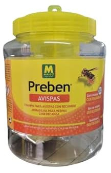 Trampa para Avispas con Recambio - Preben. Reutilizable. para Avispas y avispones. Ideal para Jardin, terrazas, Piscinas.