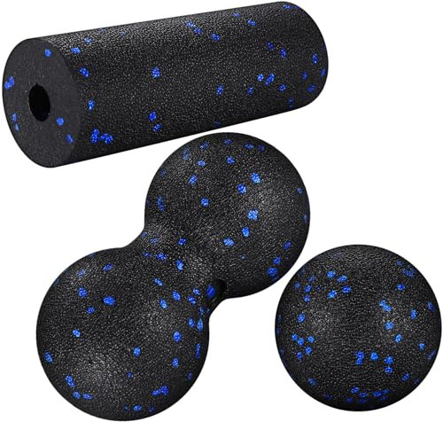 3 Stück Faszienball Set, Faszienrolle Klein & Massageball & Erdnuss Faszien Ball, Massagebälle, Massage Ball für Fuss Hand Rücken Wirbelsäule Faszientraining Muskelmassage Faszienbälle