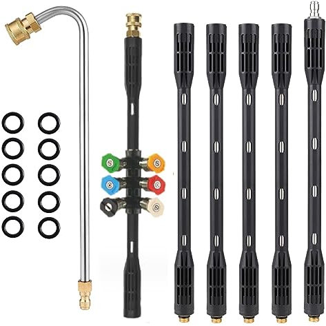 Sunmeit Druckscheibe Verlängerungsstab 1/4 Rinnenreinigungswerkzeug Aus Boden, Verlängerungsstange für Kraftscheibe, Gebogene Stange