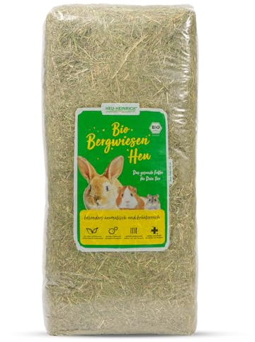 Heu-Heinrich® Bio-Bergwiesenheu aus dem Naturpark Thüringer Wald - Streu und Futter für Nager, Kaninchen, Meerschweinchen, Hamster, Hasen (8kg)