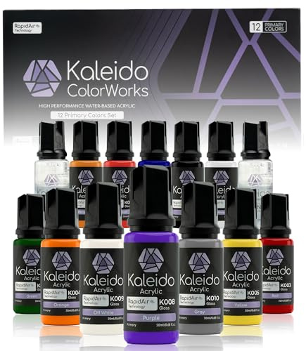 Gaahleri Kaleido Primärfarben 12er-Set – Wasserbasierte Acryl-Airbrushfarben für Modellbau, Gundam, Mecha, Autos & Miniaturen – Vorgehender Verdünnt, Hochglänzend, Schnell Trocknend.