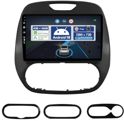 BXLIYER Android 14 IPS bilradio för Renault Kaptur Captur (2014-2019) Sat Nav - 2G+32G - Trådlös CarPlay + Android Auto - Kamera - DAB Snabbstart WiFi Ratt DSP Split-skärm - 9 tum 2 Din