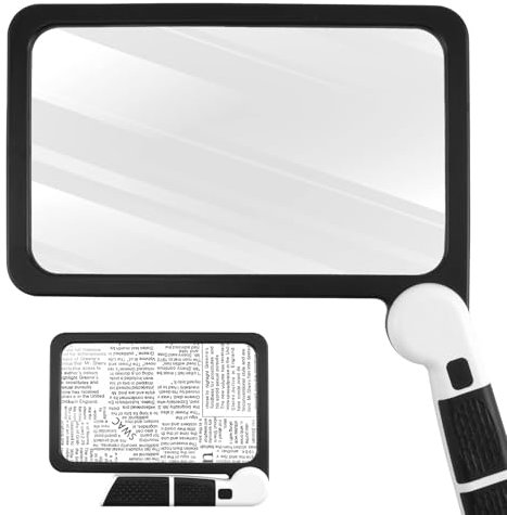 5X Magnifying Glass with Light, Handheld Magnifier for Reading Large Magnifying Glass with 48 LED Light and Anti-Glare Lens Illuminated Page Reading Magnifier for Books, Newspaper, Seniors