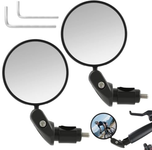 Pack 2 Espejos Retrovisores Bicicleta – Universales Ajustables 360° – Compatibles MTB, Carretera, Eléctrica – Espejo Convexo HD Gran Angular – Material ABS