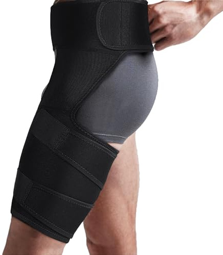 Eniyou Groin Wrap, Musleras Elásticas Transpirable, Antideslizante, Ajustable Manga De Compresión De Muslo Para Hombres Y Mujeres Para Dolor De Cadera, Ingle, Muslo, Nervio Ciático