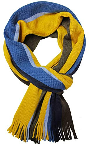 Rotfuchs Strickschal Herrenschal Schal Unisex Wolle gestreift bunt (braun gelb blau) R74