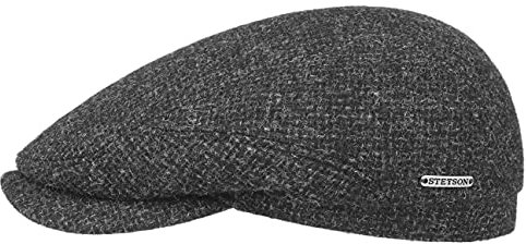 Stetson Belfast Tweed Flatcap Schirmmütze Schiebermütze Wollcap Mütze für Herren - Made in The EU Wintercap mit Schirm, Futter Herbst-Winter - 61 cm anthrazit