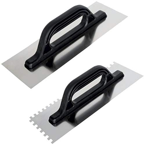 Professional Stainless Steel Notched Trowel, 480mm (8x8mm), Plastic Handle DIY