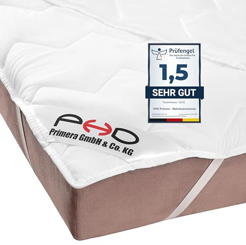 PHD Primera Matratzenschoner 100x200 cm auch für hohe Matratzen. 60°C waschbar für mehr Hygiene im Bett. Gestepptes Unterbett auch für Boxspringbetten, Topper und Wasserbetten Weiß
