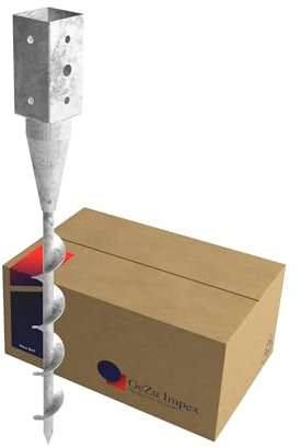 GeZu Impex Douille de sol à visser Galvanisé à chaud 71 x 71 mm ronds douille piquet cloture bois ancre