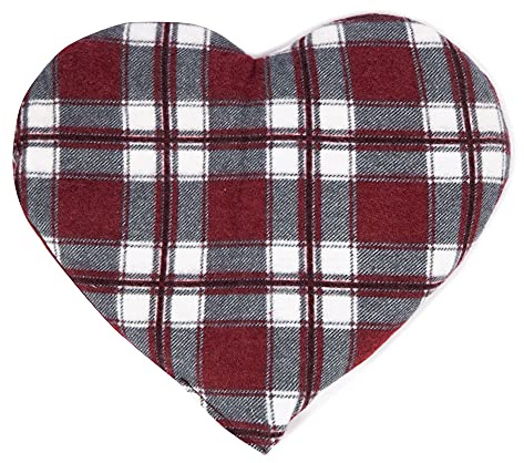 Cuscino con semi di uva, ca. 30x25cm - flanella rosso a quadri e borgogna - Cuore riscaldabile con semi - Un regalo affascinante