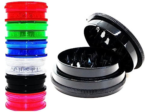 Plastic Herb Grinder 3 Part Mini Magnetic Shark Teeth Assorted Colours, 40mm 3 Piece Herb Grinders, 6 Colours to Choose from, Portable and Pocket Size, Smell Proof Airtight Storage (Light Green)