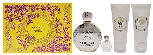 Versace Eros Pour Femme 4 Piece Gift Set: Eau De Parfum 100ml - Shower Gel 100ml - Body Lotion 100ml - Eau De Parfum 5ml