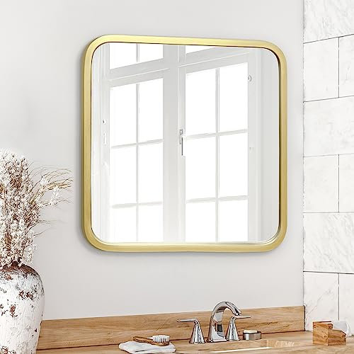 Americanflat Specchio Quadrato da Parete 61x61 cm con Cornice Oro Arrotondata - Specchio da Parete Moderno per Bagno, Camera e Salotto - Specchio da Muro Quadrato