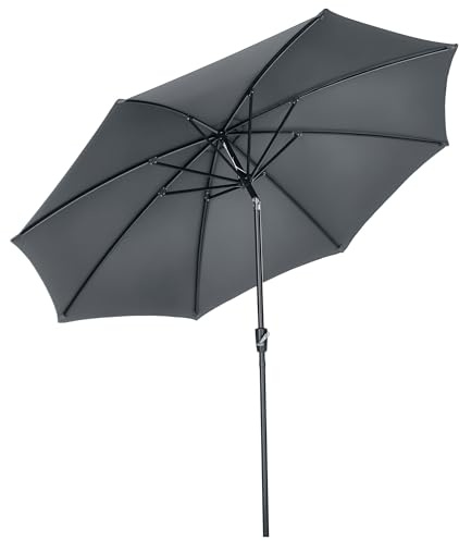 Outsunny Sombrilla de Jardín Ø300x252 cm Techo Inclinable Manivela Gris