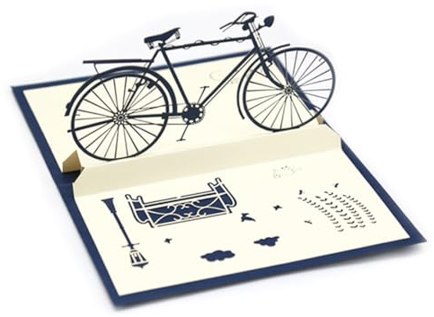 Tadipri Tarjeta Pop-Up Bicicleta Tarjeta de felicitación 3D para un cumpleaños, el Día de San Valentín, para una Boda o como una Tarjeta de Amor