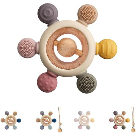 Bosmik Beißring Baby - Zahnungshilfe - Babyspielzeug 0-6 Monate - Baby Erstausstattung Neugeborene - Beißspielzeug, BPA-frei - Geschenkideen für Säuglinge (Ruder B)