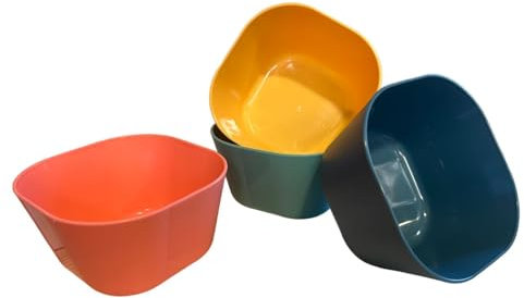 RHP Set di 8 ciotole in plastica in 4 colori, 12 cm, riutilizzabili e durevoli. Perfetto per zuppe, cereali, insalate, ramen e molto altro ancora, senza BPA, microonde e lavabile in lavastoviglie