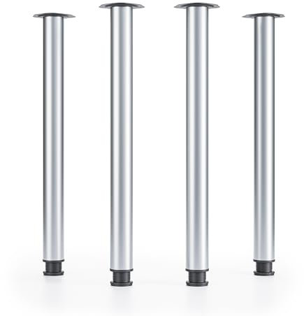 ATM® Tischbeine Metall Silber Set 4 Stück – Höhe 71 cm, Ø 60 mm, höhenverstellbar bis 73,5 cm, stabile Möbelfüße & Tischfüße, Esstischbeine & Schreibtischbeine, Möbelfüße verstellbar, Tragkraft 300 kg