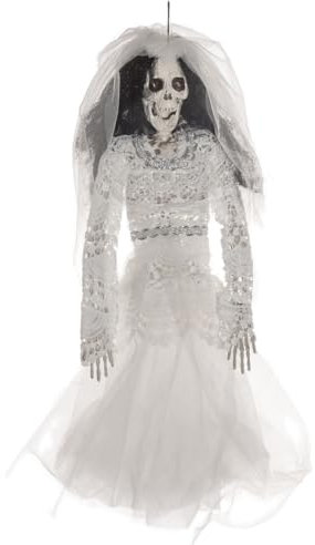 Horror-Shop Skeleton Bride In Wedding Dress Hanging Figure 40cm