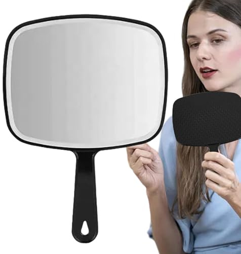Dtaigou spegel med handtag, handspegel för kvinnor | mångsidig handhållen stor oval spegel, frisörtillbehör, svart personlig handspegel med handtag för smink