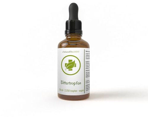 Bittertropfen 50 ml - Tropfen aus 15 erlesenen Kräuter- und Pflanzenextrakten - HOCHDOSIERT - Premium-Qualität - vegan, ohne unnötige Zusätze