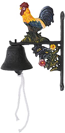 YARNOW Vintage Rooster Doorbell Cast Iron Wall Mounted Hand Cranking Bell 8.46 X 6.1 X 2.95 Inch Rustic Outdoor Porch Garden Decoration