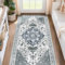 Luogort Grau Teppich Wohnzimmer 80x150cm, Waschbarer Vintage Teppich Kurzflor Teppiche mit Rutschfester Rückseite – Weich, Kindersicher & Pflegeleicht für Büro Esszimmer Kinderzimmer