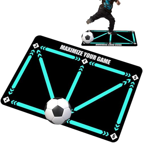 Kinfezlon Tapis Football Entrainement, 60 x 90 cm Tapis d'entraînement Football Antidérapant, Accessoire d'entraînement de football, Tapis Football Dribble Footstep d'entraînement
