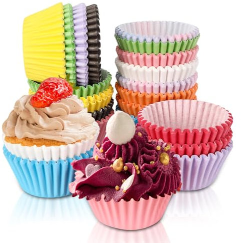 Caissettes en Papier Pur pour Muffins et Cupcakes,500 PCS Moules à Pâtisserie Antiadhésifs de Qualité Alimentaire Idéal pour Cuisson Fêtes et Anniversaires Couleur Unie et Écologique