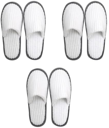 3 Pairs Disposable House Slippers,Soft Coral Velvet Travel slippers,White Hotel Slippers,Non Slip Washable Reusable with Thick 9mm Soles,for Spa,Party Guest Home Indoor,Swimming Pools and Travel.