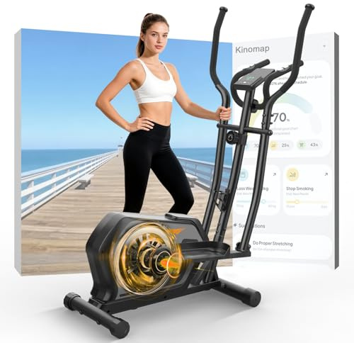 Ellittiche Da Casa con App, 3-in-1 Ellittica Ultra Silenziosa con 16 Livelli di Resistenza,volano da 6 kg, Monitor LCD, Pedale Antiscivolo, Portabottiglie, Cyclette Ellittica Fino a 287 LBS