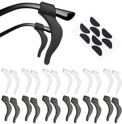 LACHT Crochets D'Oreille De Lunettes 12 Paires, Support Antidérapant Confortable De Silicone Pour Des Verres, Attache Lunettes, Anti Glisse Lunettes Pour La Pointe De Temple De Lunettes De Sport.