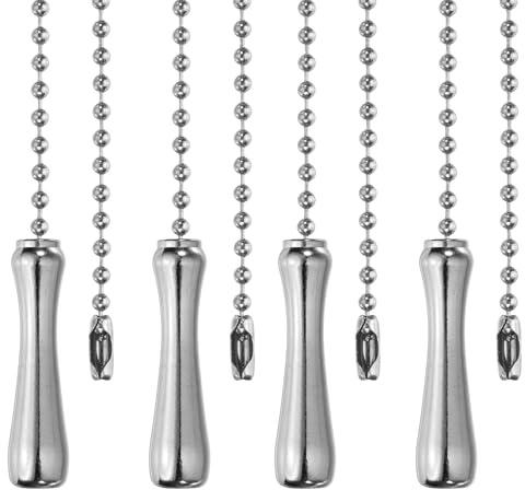 PATIKIL 4 cadenas de tracción para ventilador de techo, extensor de cadenas de lámpara de aleación de 13 pulgadas con colgante de asa, adorno de extensión decorativo para lámpara de ventilador