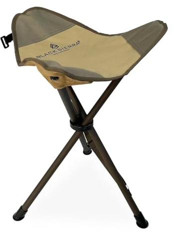 Black Sierra Folding Hunting Stool, Lightweight Portable Seat, 225 lb