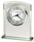 Howard Miller Glamour Tischuhr 645-771 - Moderne Milchglas-Uhr mit geschwungener Oberseite, verspiegelten abgeschrägten Kanten, verspiegelter Glassockel, Alarm-/Quarzwerk