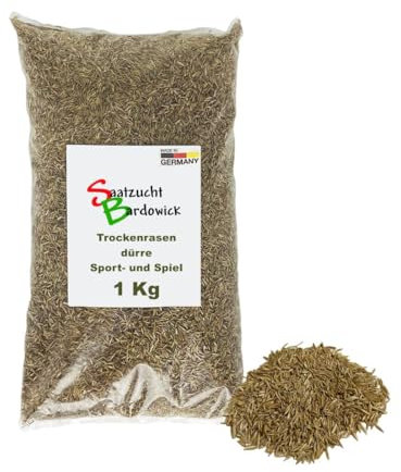 Rasen Dürreresistente Rasenmischung Sport + Spielrasen – strapazierfähig - grün 1kg für ca. 30 m² Qualität zum Fairen Preis !