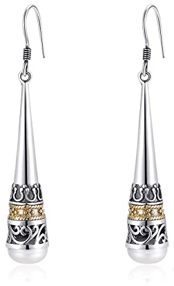 Pendientes de gota de plata de ley 925 con perlas de agua dulce naturales de 6 mm, de MetJakt