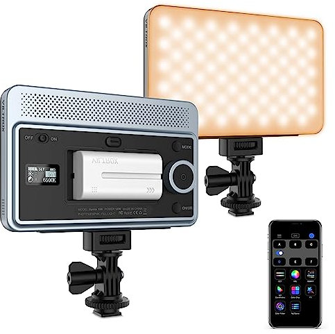 VILTROX 18W LED Videoleuchte auf Kameralicht mit App-Steuerung und Kaltschuh 2800K-6800K CRI95+ 198 LED-Perlen Fotografie Fotobeleuchtung Panel Videoleuchte mit 2200mAh-Akku für Fotografie YouTube