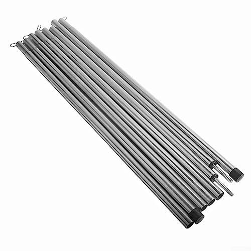 Zeltplanenstangen 2er Set, Silber Teleskop Verstellbar Aluminium Camping Markisenstangen Zeltzubehör für Kopffreiheit Vordach Veranda Sonnenschutz Segel