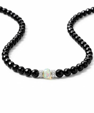 Liberty Angels - Collana con gemma/pietra naturale con perle in argento 925 e vero opale – collana di perle con certificato, opale, Tormalina