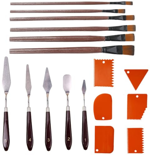 Eowppue Strutture Pasta Set con Spatole per Verniciatura - Pittura Spatola, Spatole in Legno, Spatole per Stucco, Spatole per Olio