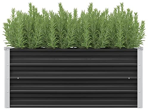 WHOPBXGAD blumentopf schwarz,blumentopf groß,blumenkübel,übertopf groß,Garten-Hochbeet Anthrazit 100 x 40 x 45 cm Verzinkter Stahlpflanzkübel,pflanzkübel XXL,blumentopf mit füßen,