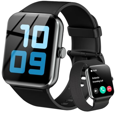 Baolubao Smart Watch for Men Women Answer/Make Call, 1.85 Fitness Watch with SpO2 Heart Rate,Sleep Monitor,Step Counter,130+ Sports Modes/IP68 Waterproof Activity Trackers for iPhone Android,Black