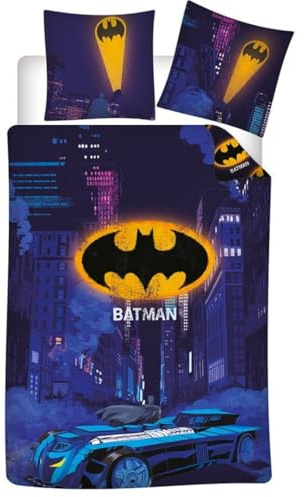Batman vändbar sängkläder, påslakan 140 x 200 cm + örngott 65 x 65 cm, polycotton