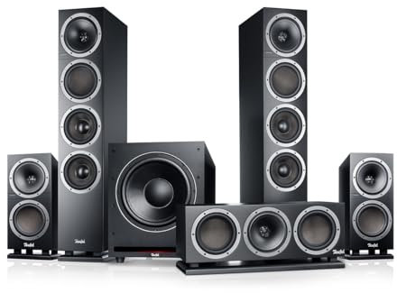 Teufel Theater 500 Surround Direkt 5.1 Heimkino-Set - Kinoatmosphäre Surround Sound System, Mächtiger Subwoofer, Allrounder für Musik und Filmton sowie eine präzise Ortung bei Games - schwarz
