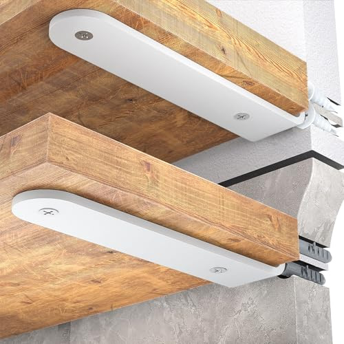 WELDUN Paquete de 4 soportes flotantes para estantes de 15 cm, soportes en L de metal resistente para colgar en la pared, color blanco