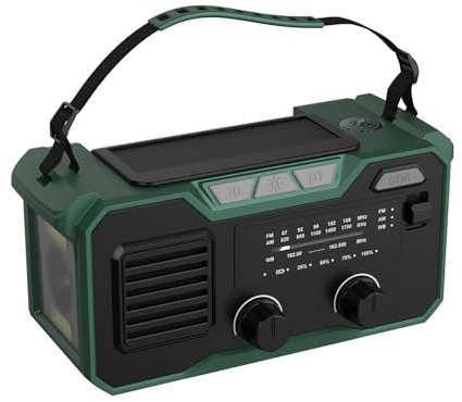 Kurbelradio Notfall 27000 Mah, Notfallradio Fm/Am, Notfall Radio Solar Kurbel Mit Handy-Ladegerät Und Taschenlampe, Solar Radio Mit SOS Alarm, Emergency Radio Mit Drahtlosen Lautsprechern (Armeegrün)