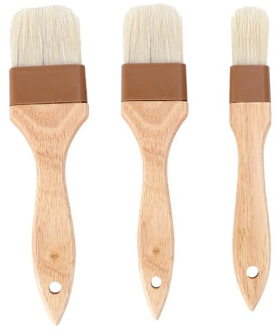 HEMOTON 3piezas Cepillo De Cerdas Para Repostería Pincel De Cerdas Para Asar Parrilla Para Untar Aceite o Salsa Barbacoas Hornos y Cocinas